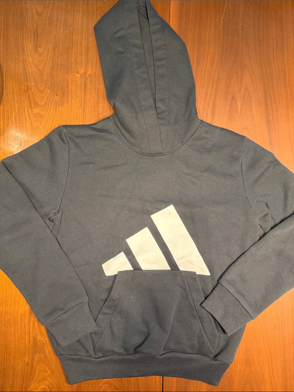adidas kids Black Hoodie with Large White Trefoil-Inspired Logo
